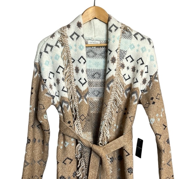 NWT LUCKY BRAND  Southwest Print Open Front Tie Cardigan Sweater Womens S - Picture 7 of 14